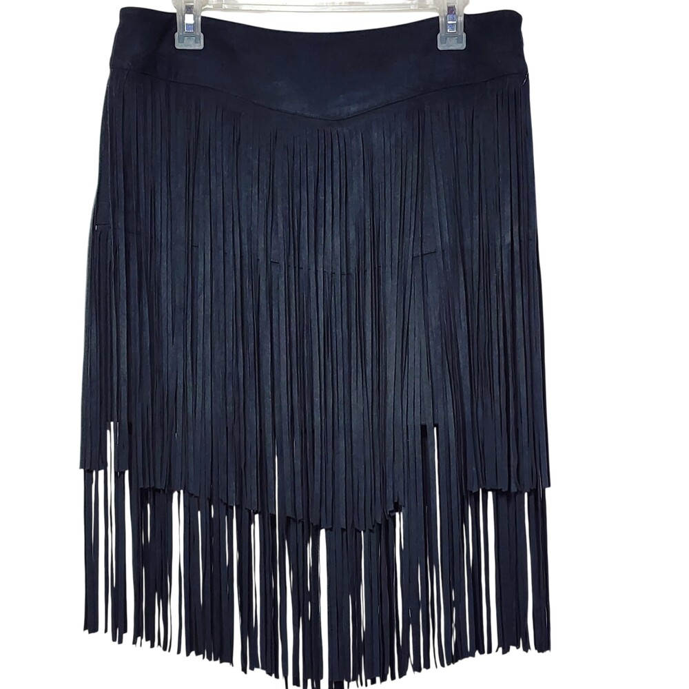 Idyllwind Skirt Womens Large Black Fringe Micro Suede Western Mini Festival